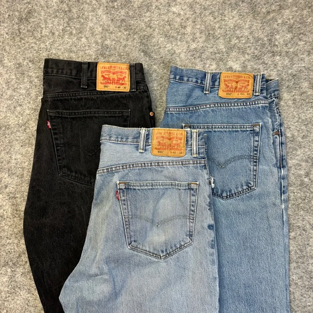 Lot of 3 Levi's 550 Relaxed Fit Jeans Men's 40x32 Blue Black Denim Work Pants